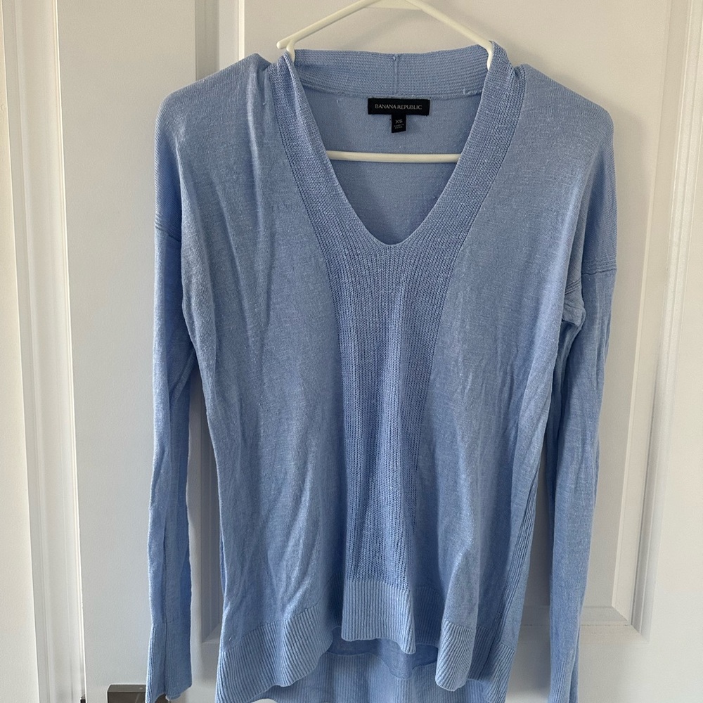 Banana Republic Light Blue V-Neck Sweater